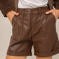 Shorts Lederoptik Chocolat