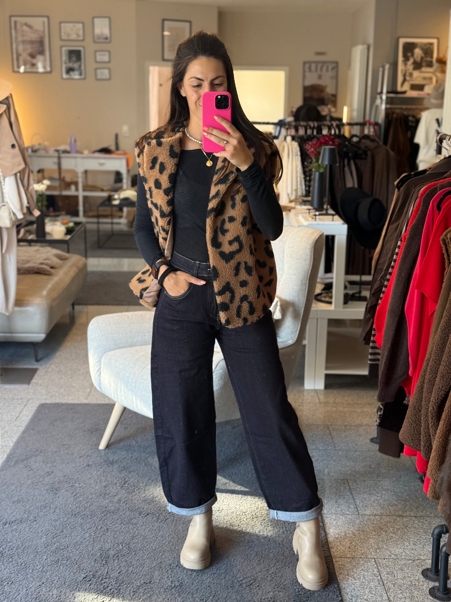 Animalprint Teddy Weste